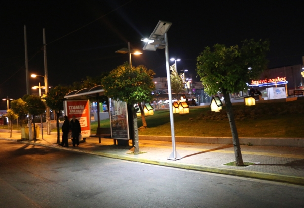 Installation of solar LED street lighting system Techlumen iLO at the city of Athens